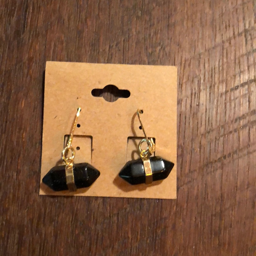 Jet Agate Bar Earrings